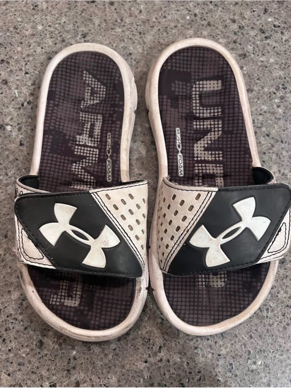 Under Armour Black and White Slide Sandals